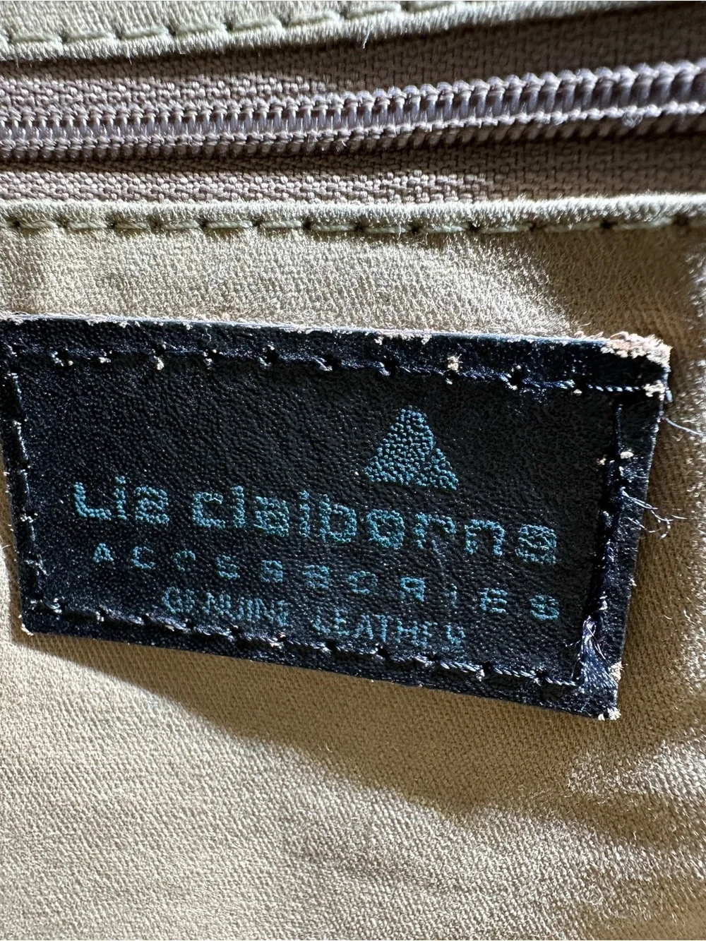 Genuine Pebbled Leather Satchel Liz Claiborne Taupe Brown Crossbody Bag - Picture 10 of 10
